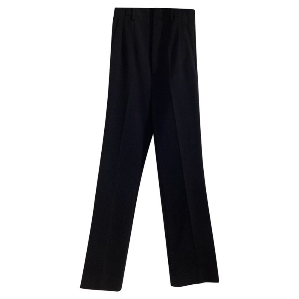 Saint Laurent High-Rise Wide-Leg Trousers in Black Wool